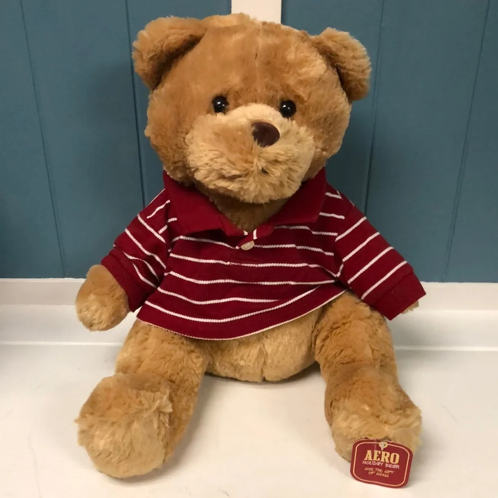 Aeropostale Aero Holiday Bear Plush Christmas Brown Bear‎ Stuffed Animal Toy